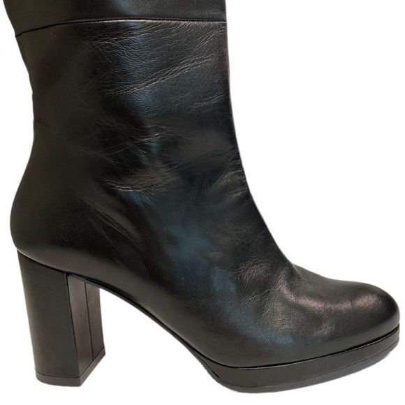 STUART WEITZMAN Black Leather Knee High Heel Boots Shoes 5.5 - Picture 7 of 16